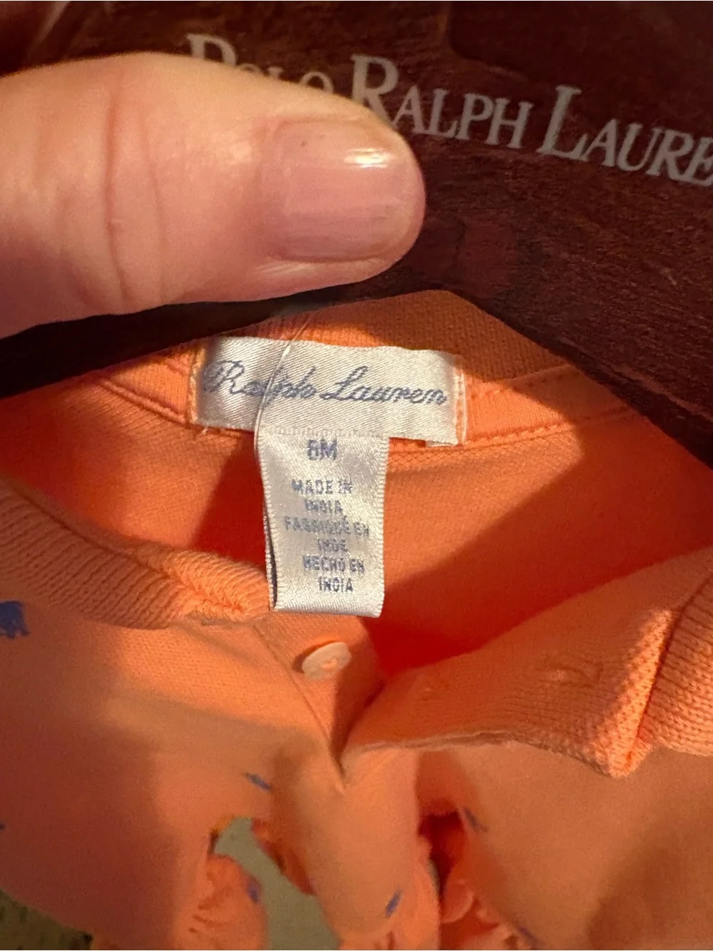 Ralph Lauren Orange Polo Dress with Blue Pony Embroidery 6months $55 2pc